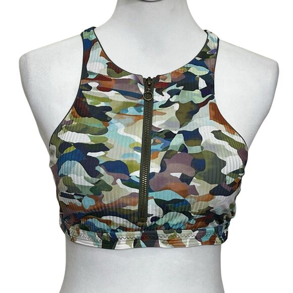 Becca by Rebecca Virtue Cora Swim Top Women’s Size Large Multicolor High Neck Bi - Picture 4 of 10